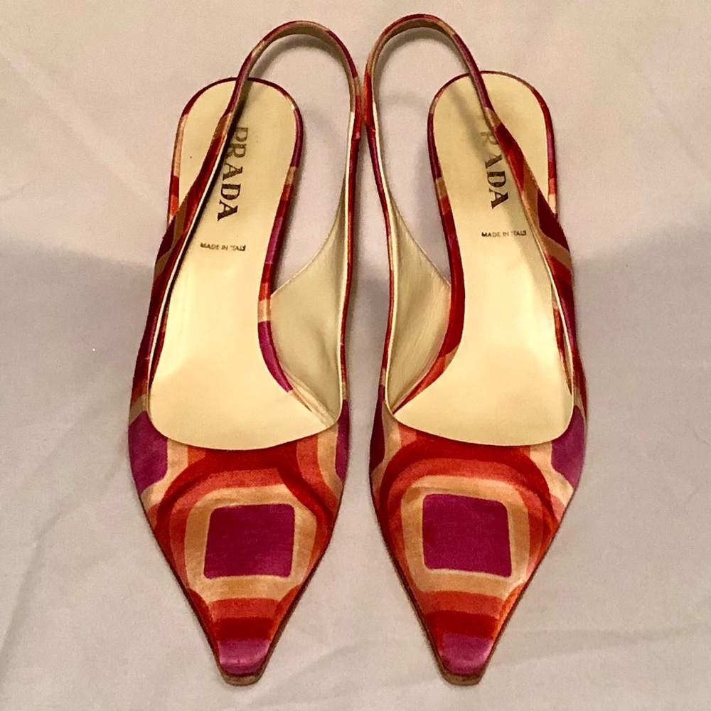 Prada Satin Slingback Kitten Heel
